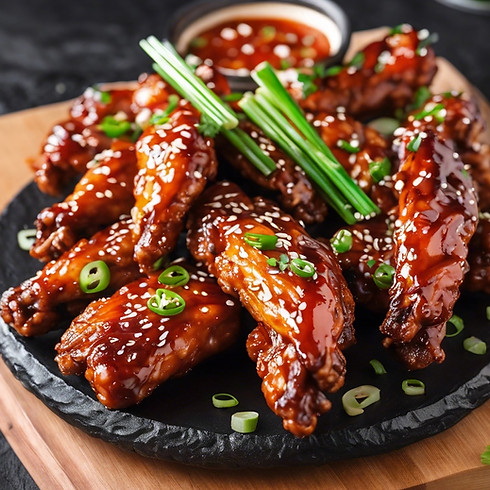 Korean spicy glazed fried chicken wings 